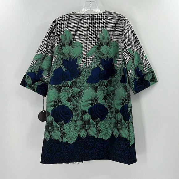 Eva Franco Anthropologie Floral & Houndstooth Coat - Black/White/Green - 2 - NWT - Picture 9 of 9
